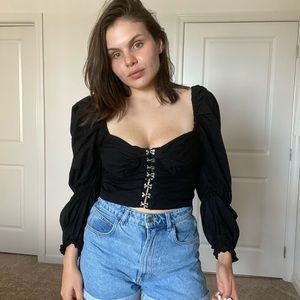 Asos puff sleeve corset blouse
